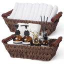 Trapezoidal Wicker Baskets with Wooden Handles for 3 Size