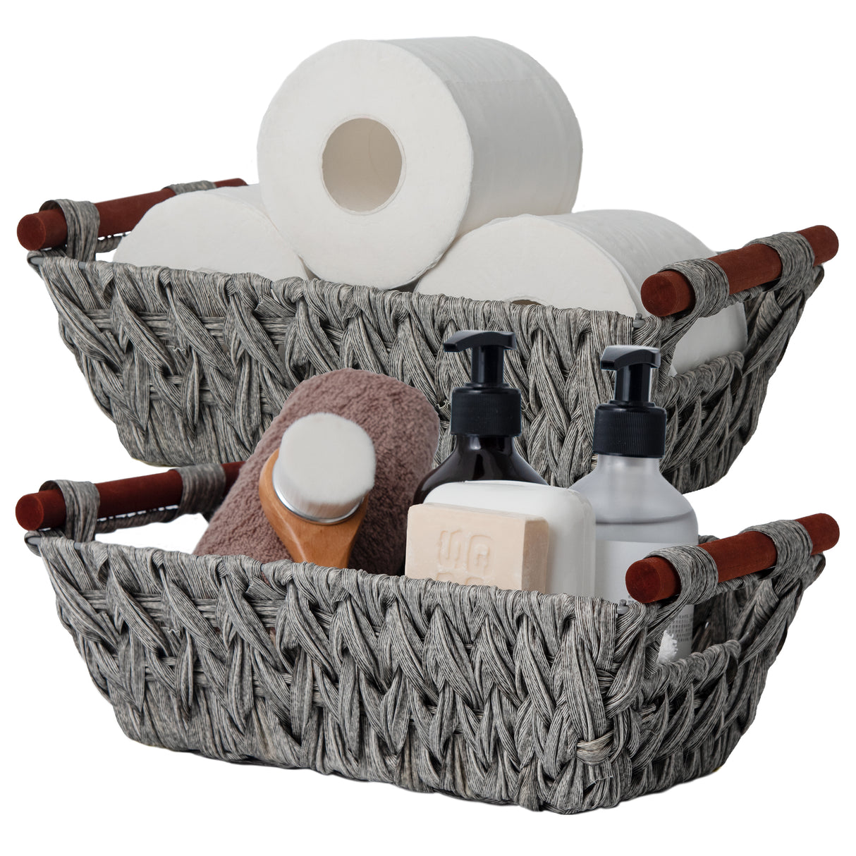 🍀Wicker Storage Baskets for Shelves, Pack of 2