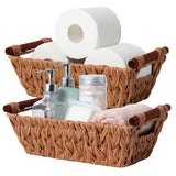 Trapezoidal Wicker Baskets with Wooden Handles