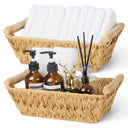 Trapezoidal Wicker Baskets with Wooden Handles for 3 Size