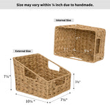 Trapezoid Woven Wicker Baskets with Handles, 2 Pack