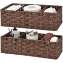 3-Section Handwoven Wicker Basket, 2 Pack
