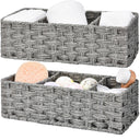 3-Section Handwoven Wicker Basket, 2 Pack