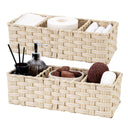 3-Section Handwoven Wicker Basket, 2 Pack