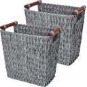 Woven Wicker Trash Basket with Handles, 2 Pack