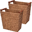 Woven Wicker Trash Basket with Handles, 2 Pack
