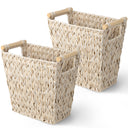 Woven Wicker Trash Basket with Handles, 2 Pack