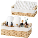 Lined Wicker Baskets with Wooden Handles, 2 in 1 Pack