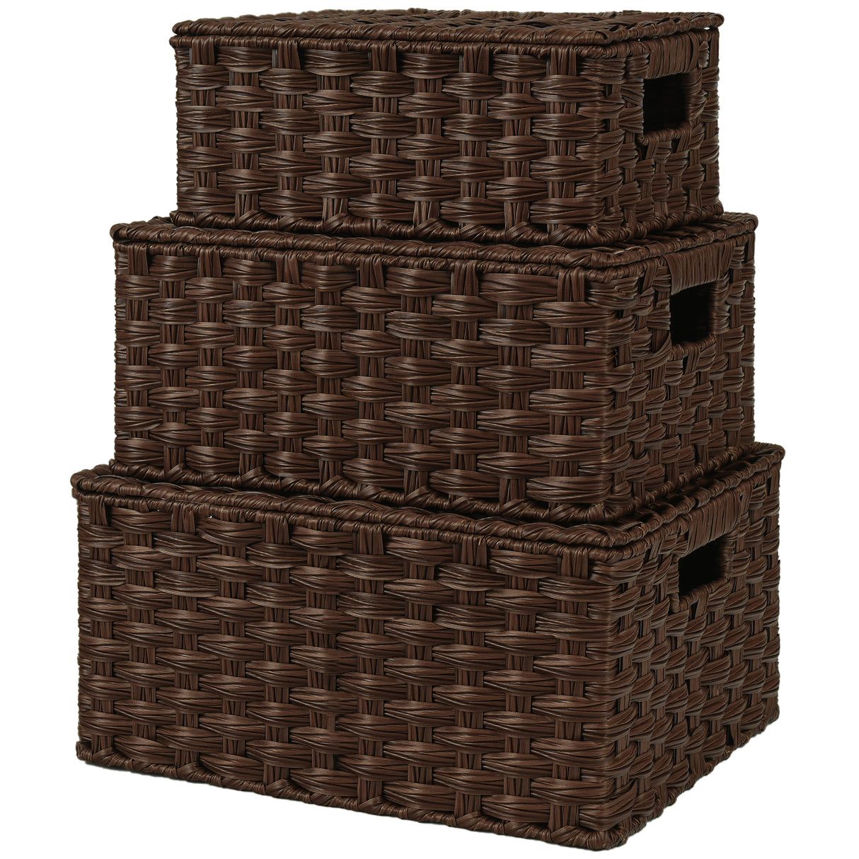 🍀Nesting Wicker Storage Baskets with Lids, Pack of 3