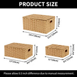 Nesting Wicker Storage Boxes with Lids, 3 in 1 Pack