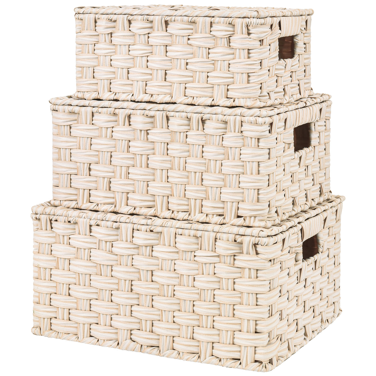 🍀Nesting Wicker Storage Baskets with Lids, Pack of 3