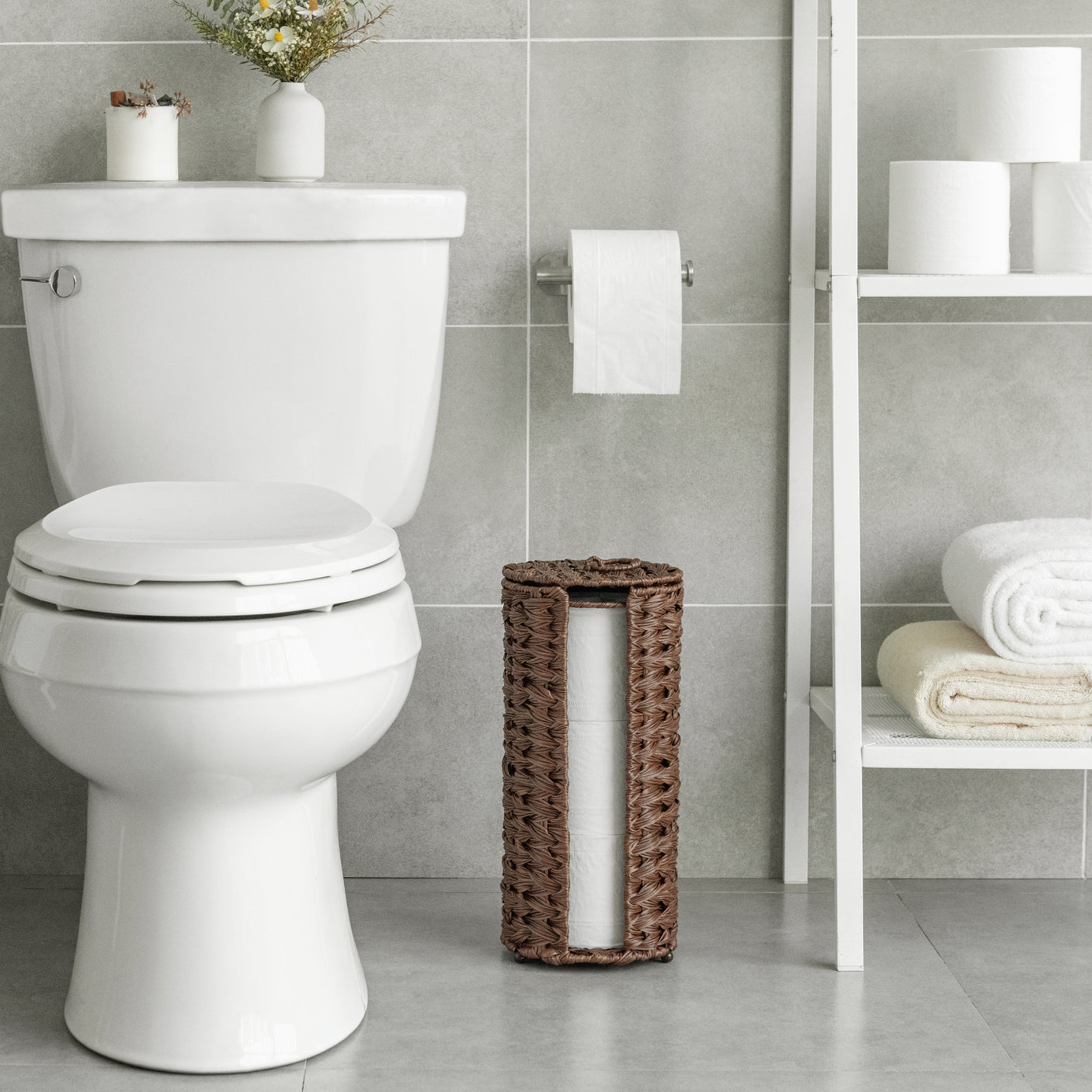 Extra Toilet Paper Holder Stand with Lid