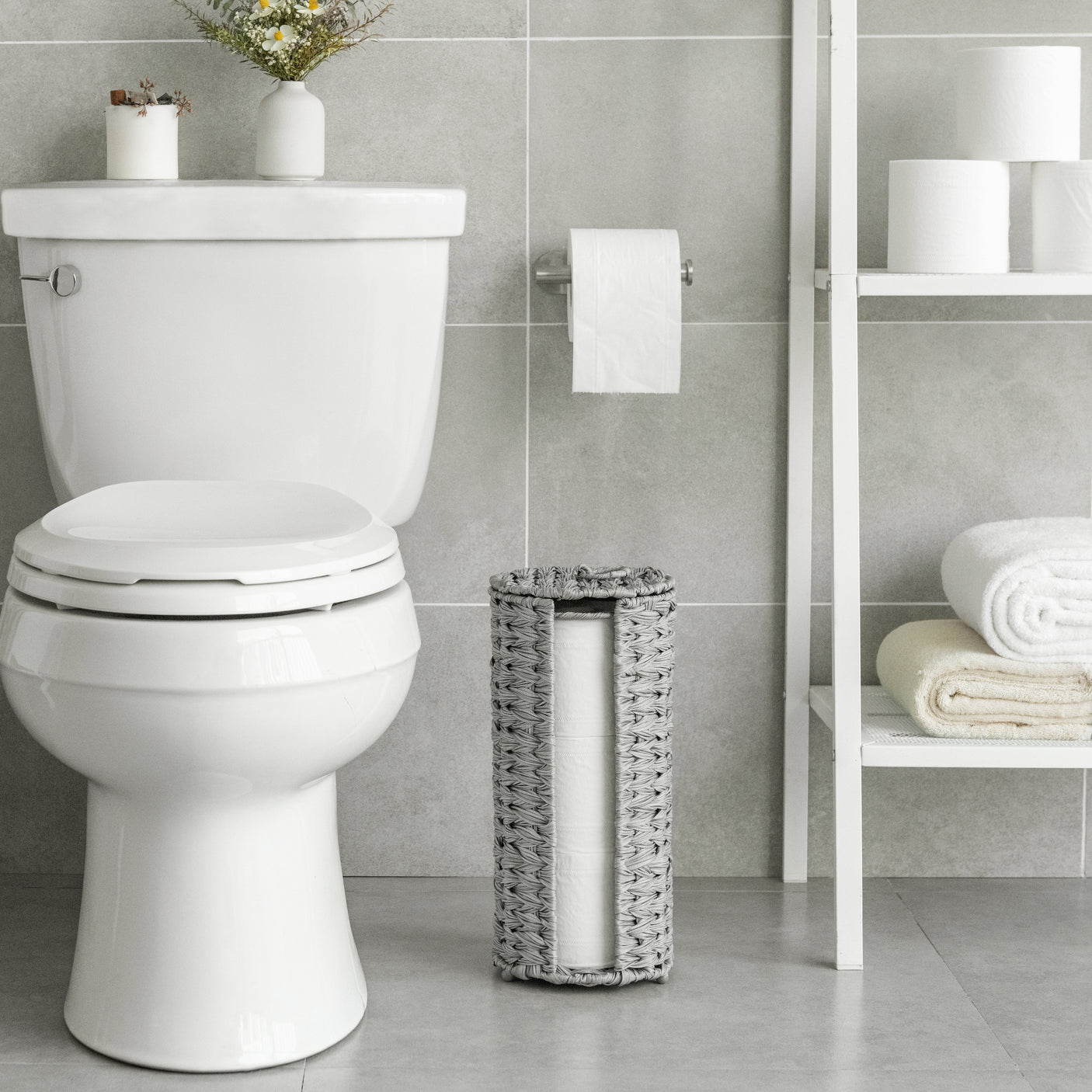 Extra Toilet Paper Holder Stand with Lid