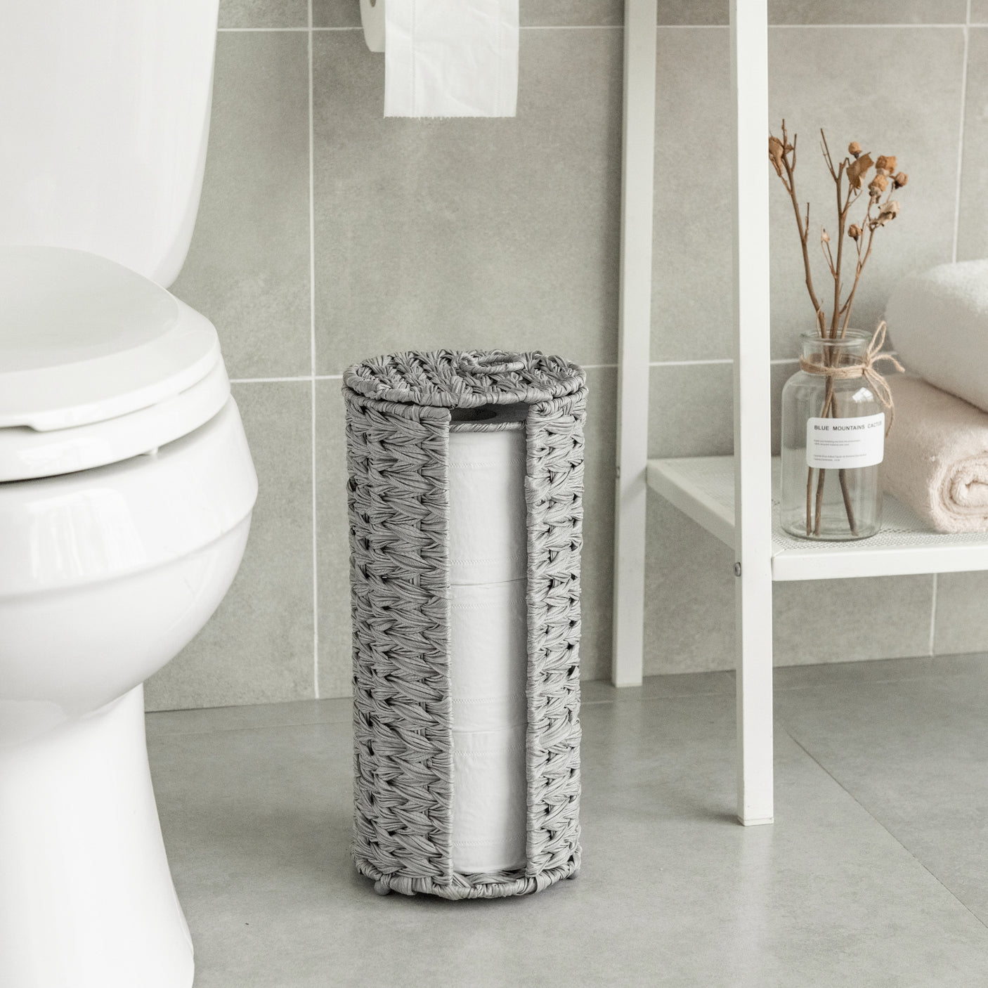 Extra Toilet Paper Holder Stand with Lid