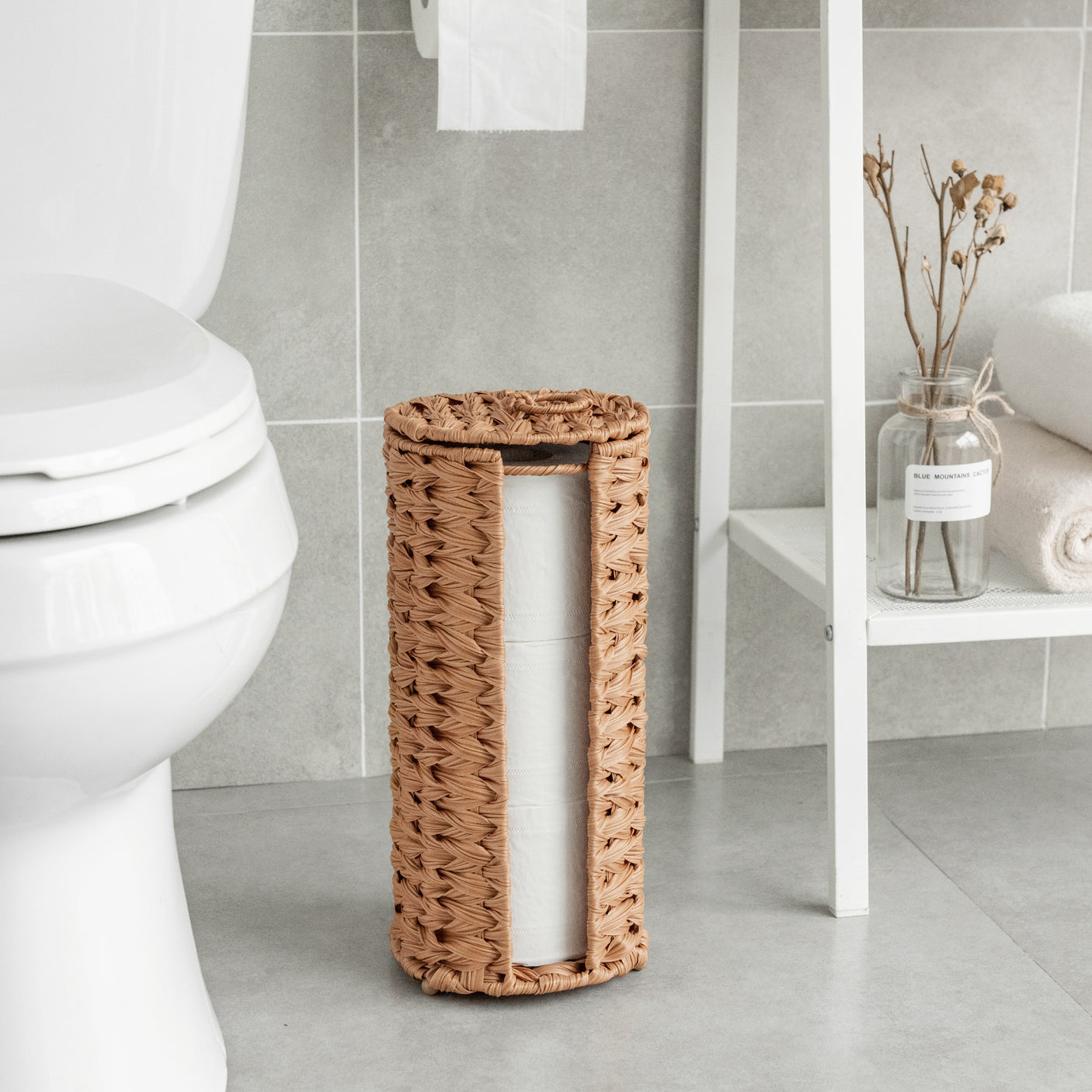 Extra Toilet Paper Holder Stand with Lid