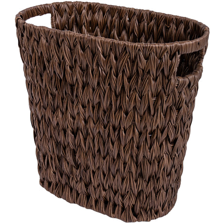 Handwoven Wicker Trash Can with Handles