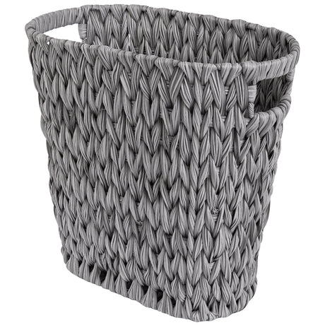 Handwoven Wicker Trash Can with Handles