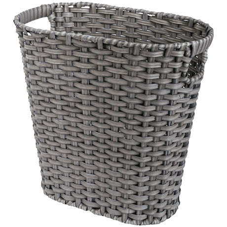 Handwoven Wicker Trash Can with Handles