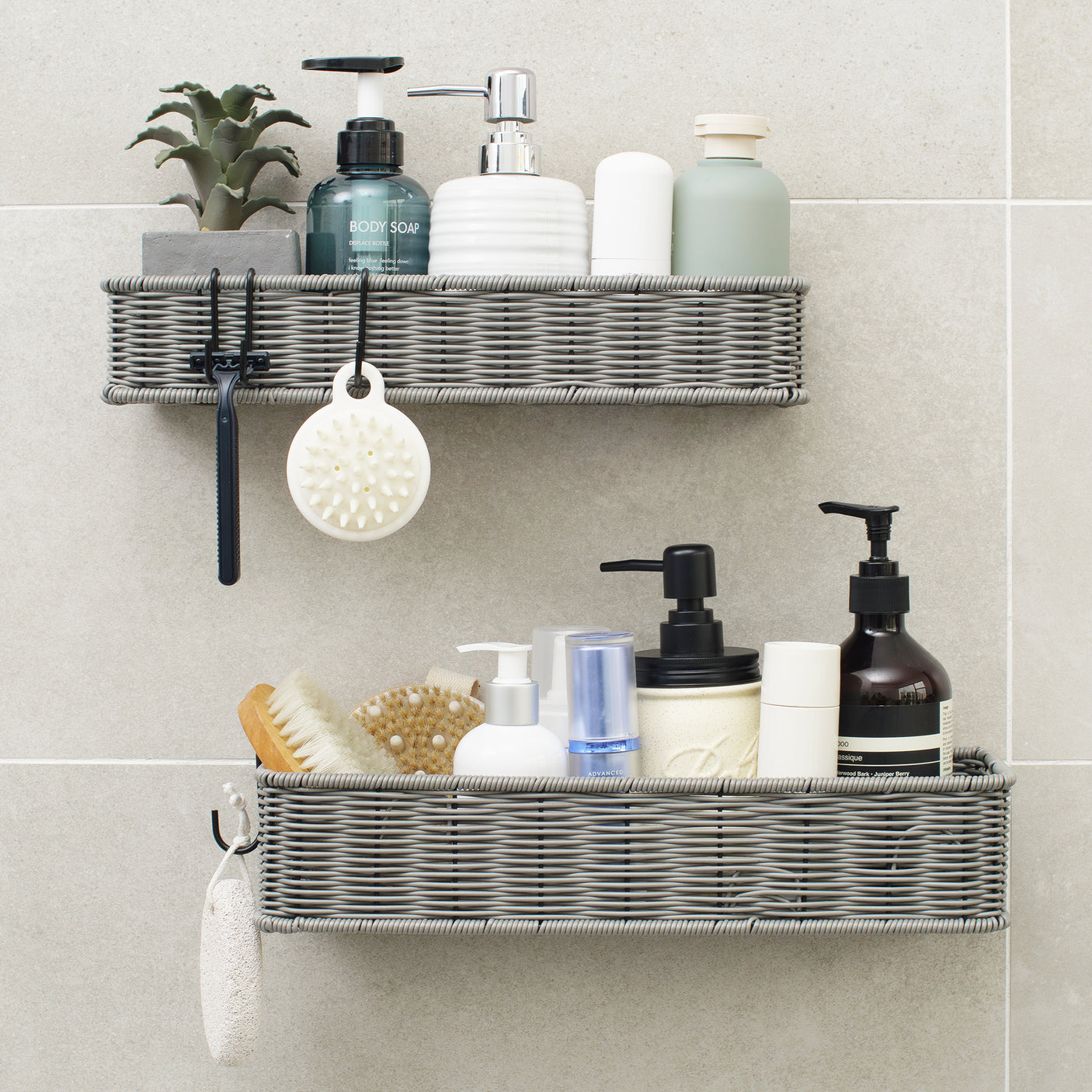 Hanging Woven Bathroom Shelves, 2 in 1 Pack