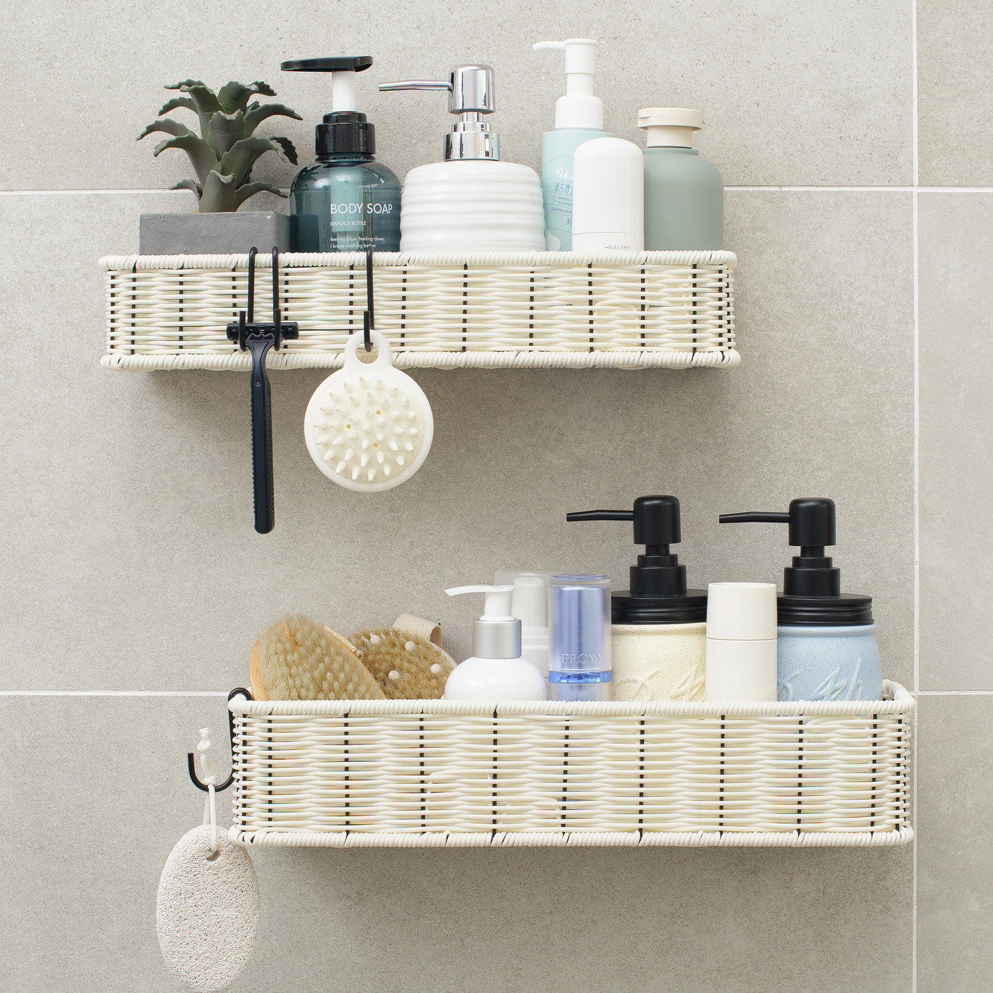 Hanging Woven Bathroom Shelves, 2 in 1 Pack