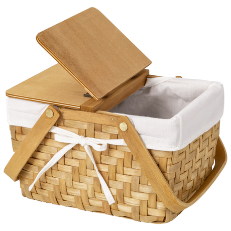 Picnic Basket with Handles and Dual-flip Lids