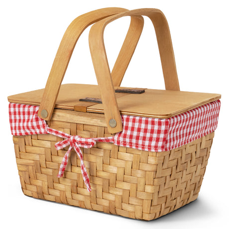 Picnic Basket with Handles and Dual-flip Lids