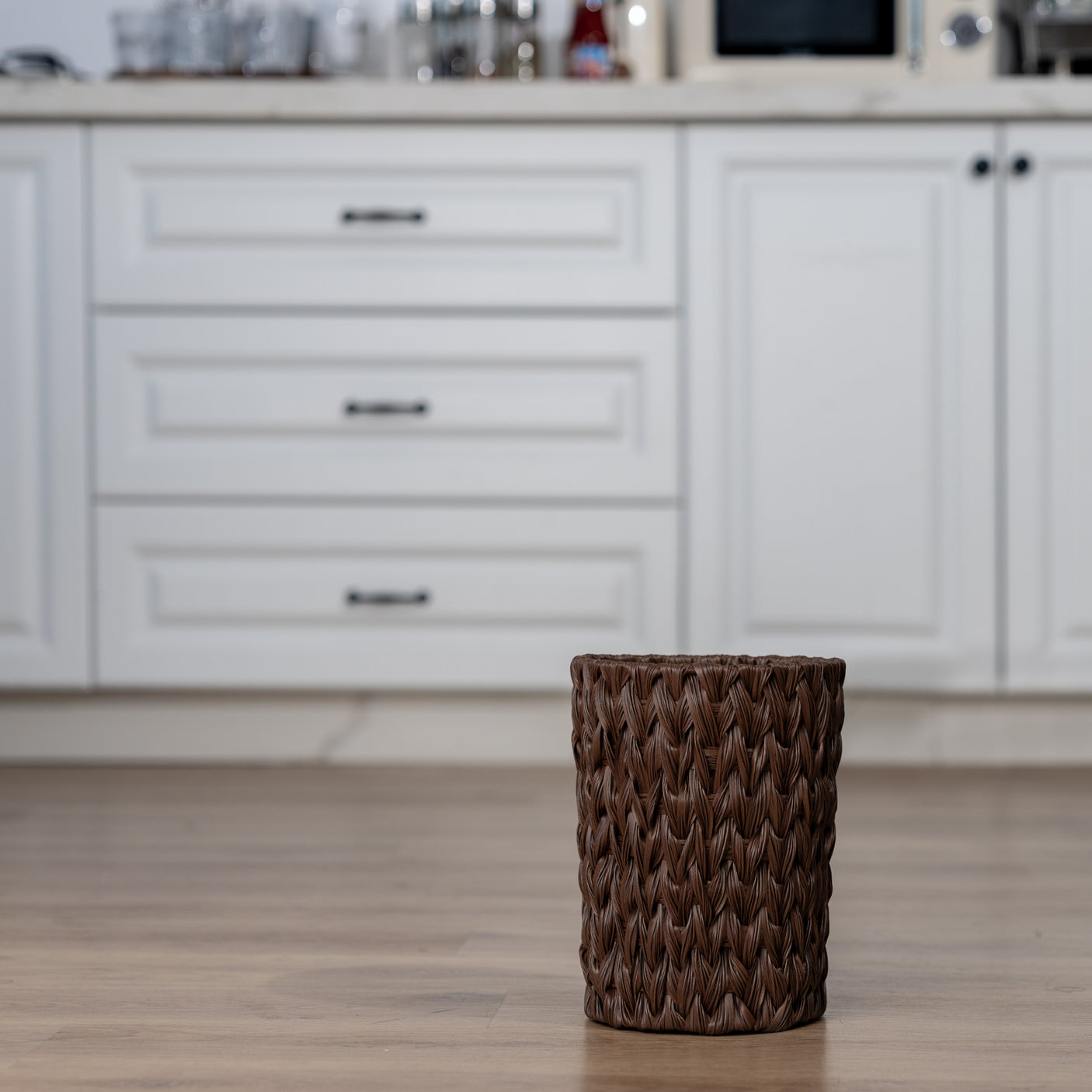 2 Gallon Brown Small Wicker Trash Can