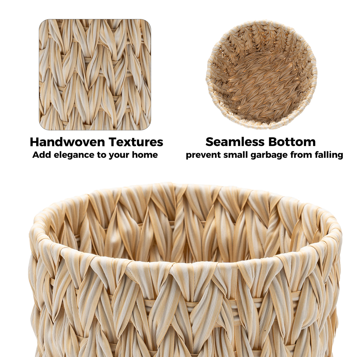 2 Gallon Beige Small Wicker Trash Can