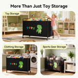 GRANNY SAYS Extra Large Toy Box for Kids, 200L Metal Toy Chest with Locking Wheels, Black