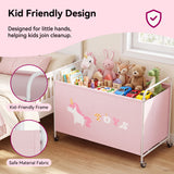 GRANNY SAYS 200L Extra Large Toy Box, 300D Oxford Cloth & Metal Toy Chest with Locking Silent Wheels, Pink
