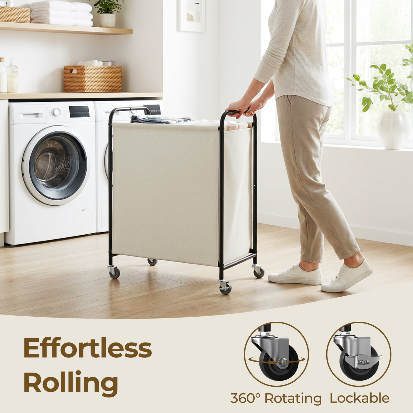 Slim Laundry Hamper with Wheels