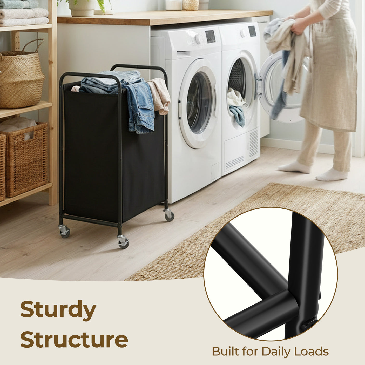 Slim Laundry Hamper with Wheels