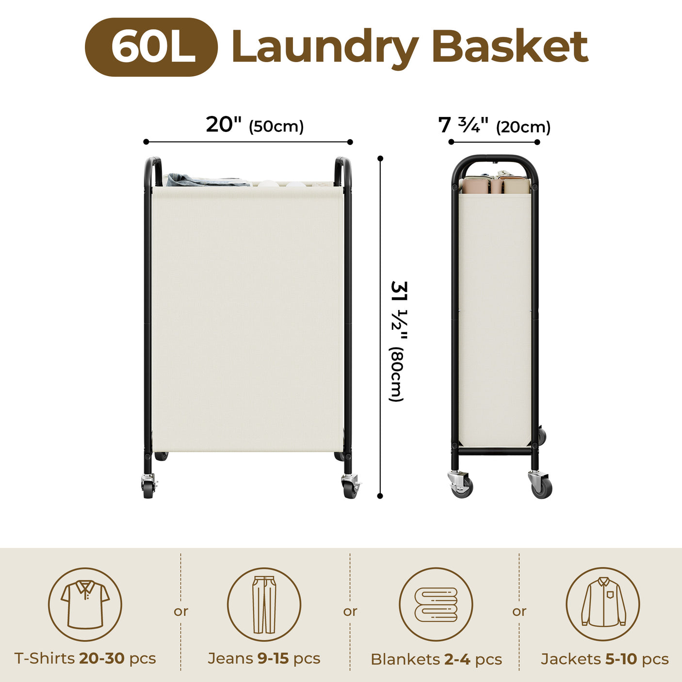 Slim Laundry Hamper with Wheels