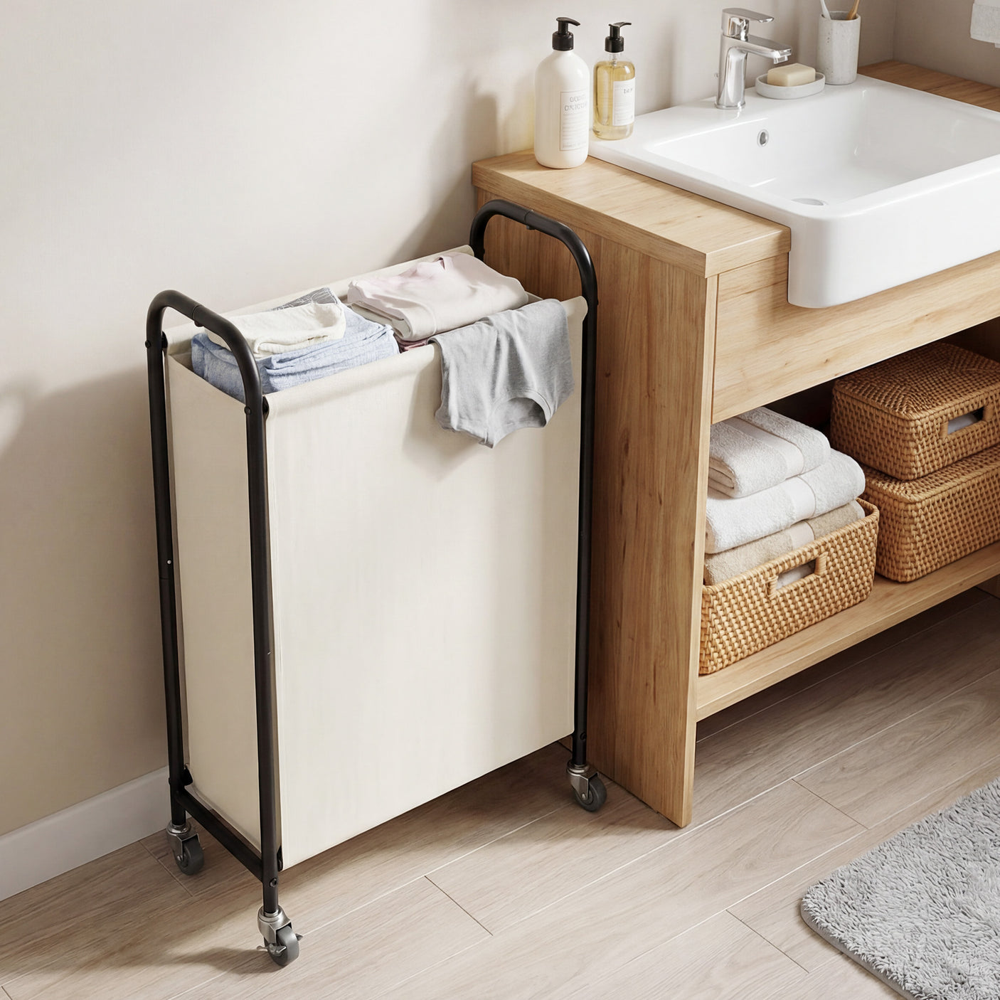 Slim Laundry Hamper with Wheels