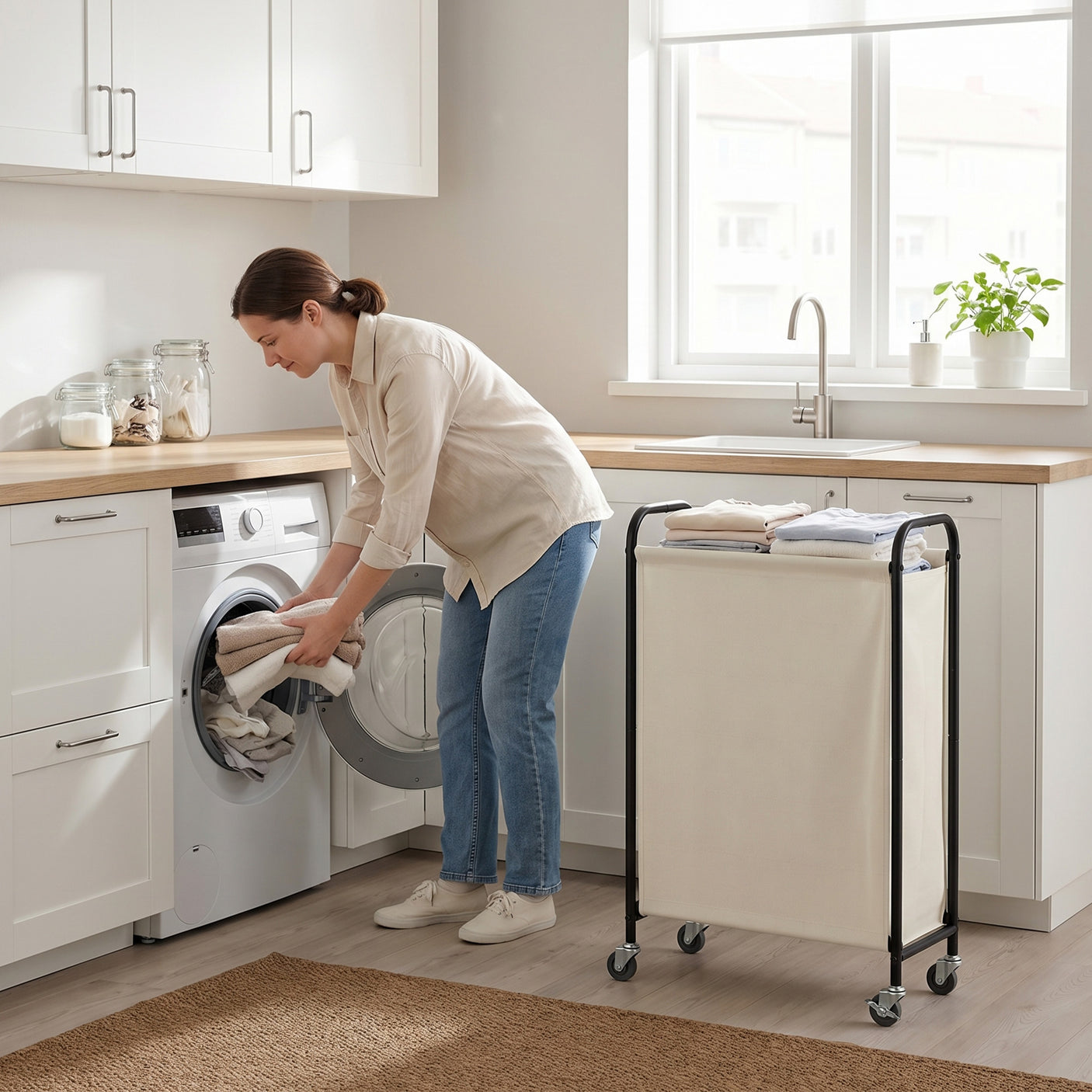 Slim Laundry Hamper with Wheels
