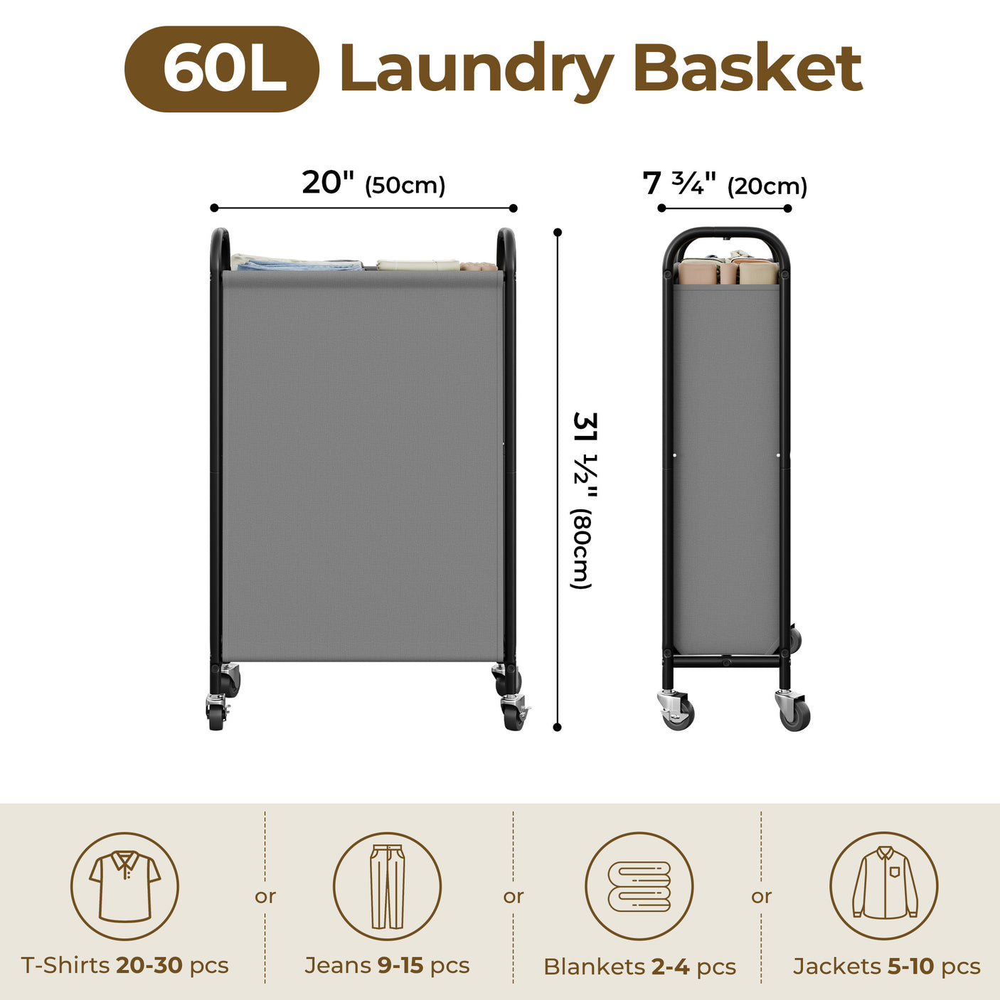 Slim Laundry Hamper with Wheels