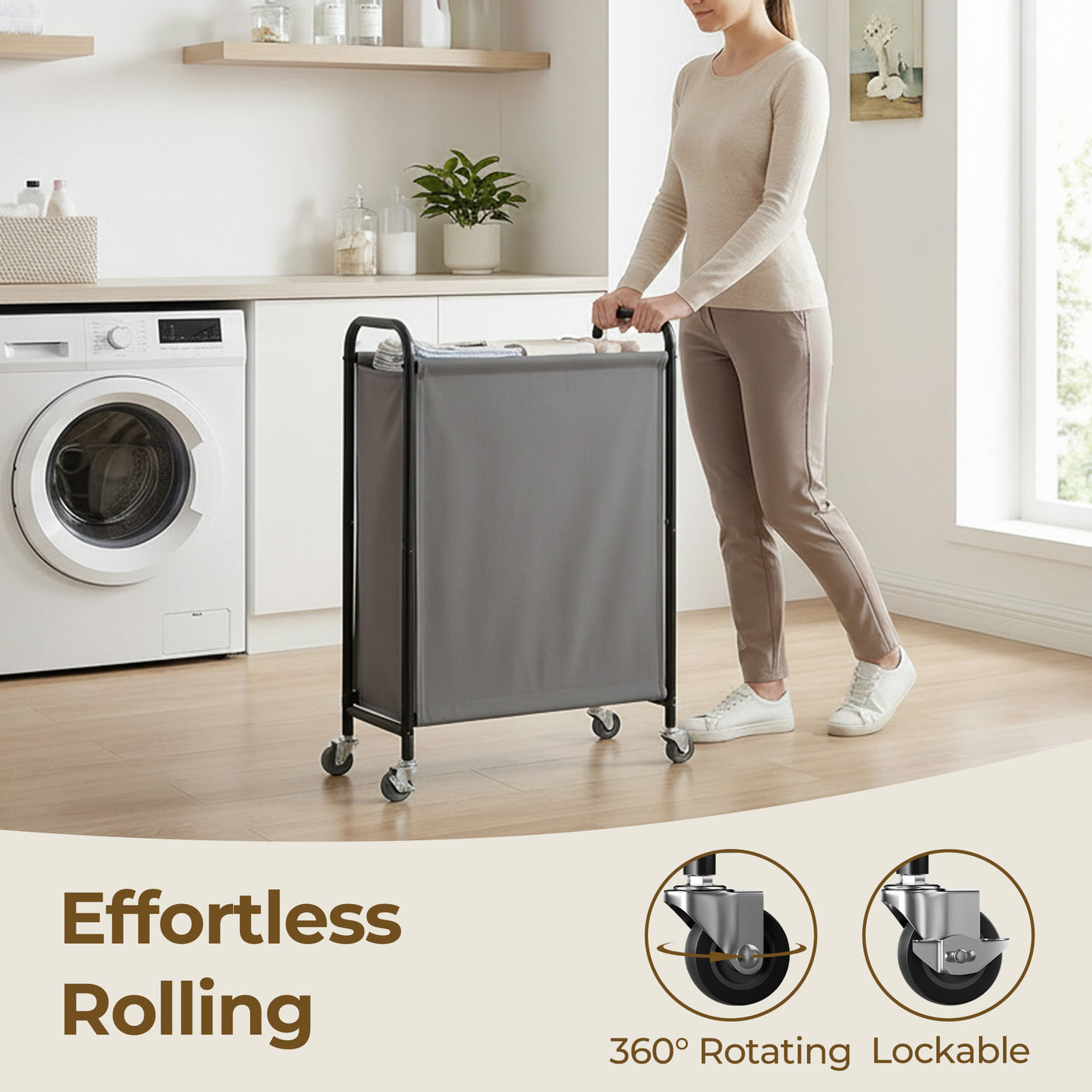 Slim Laundry Hamper with Wheels