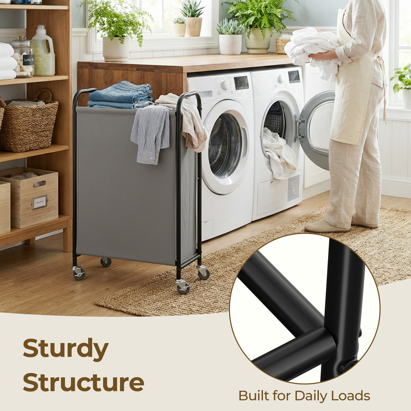 Slim Laundry Hamper with Wheels