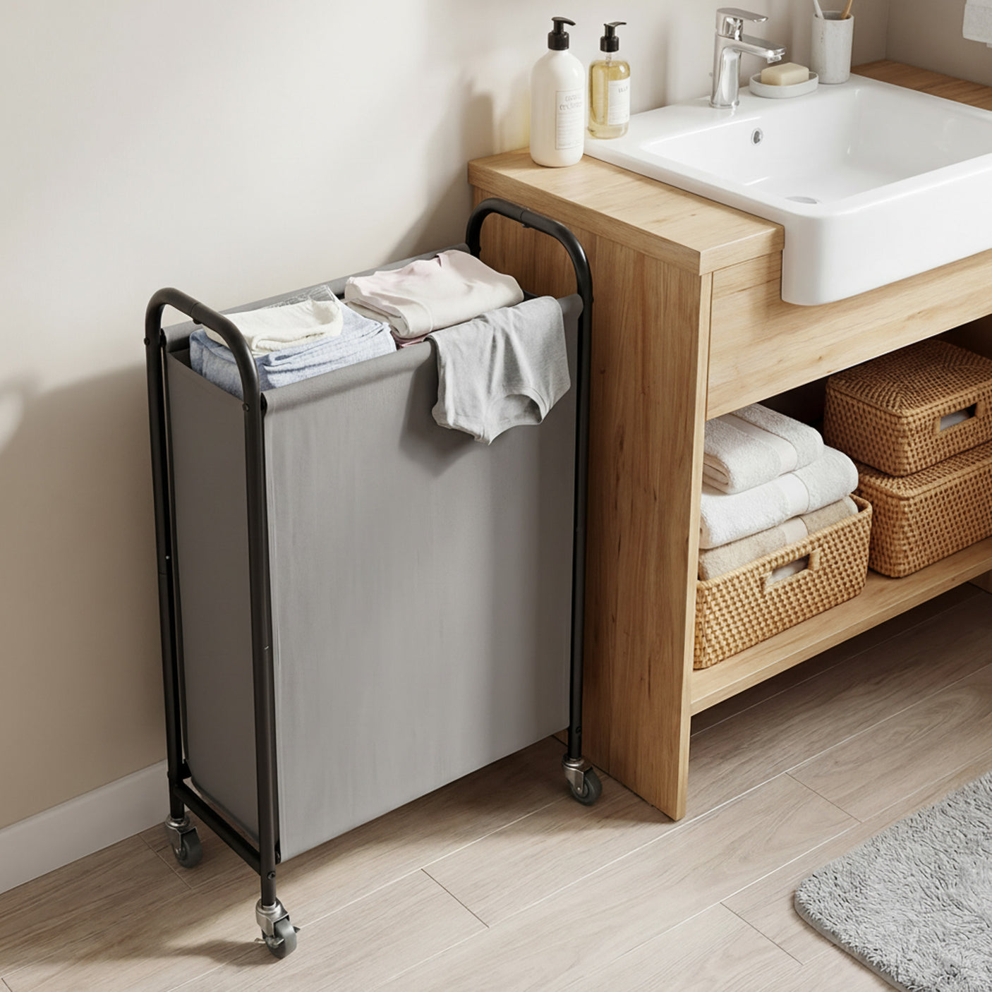 Slim Laundry Hamper with Wheels