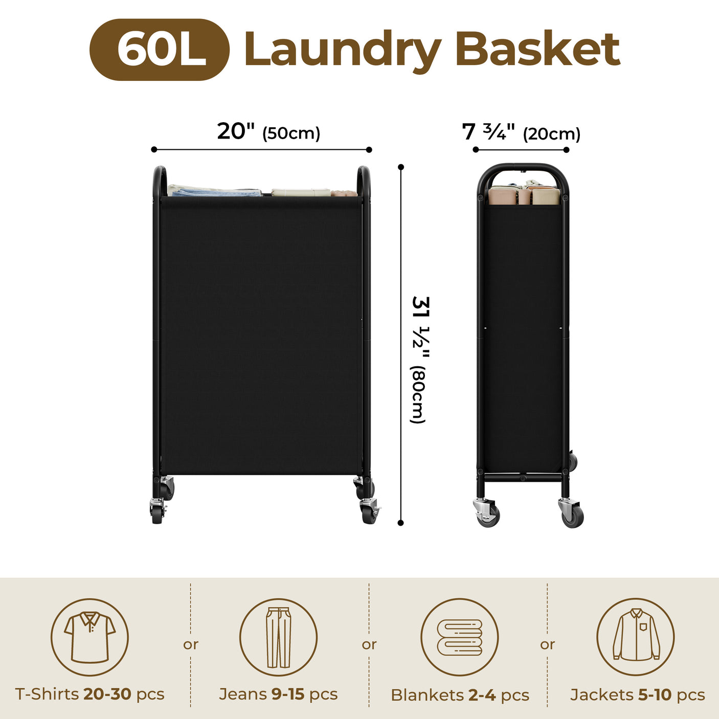 Slim Laundry Hamper with Wheels