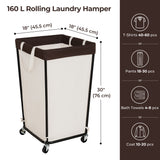 160L Laundry Basket with Wheels