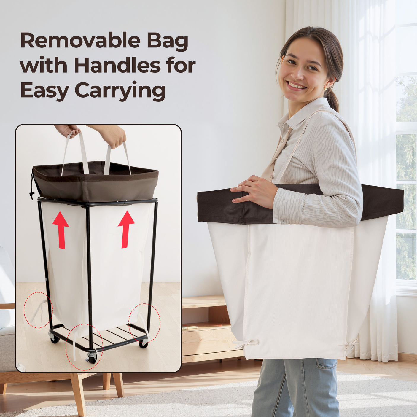160L Laundry Basket with Wheels