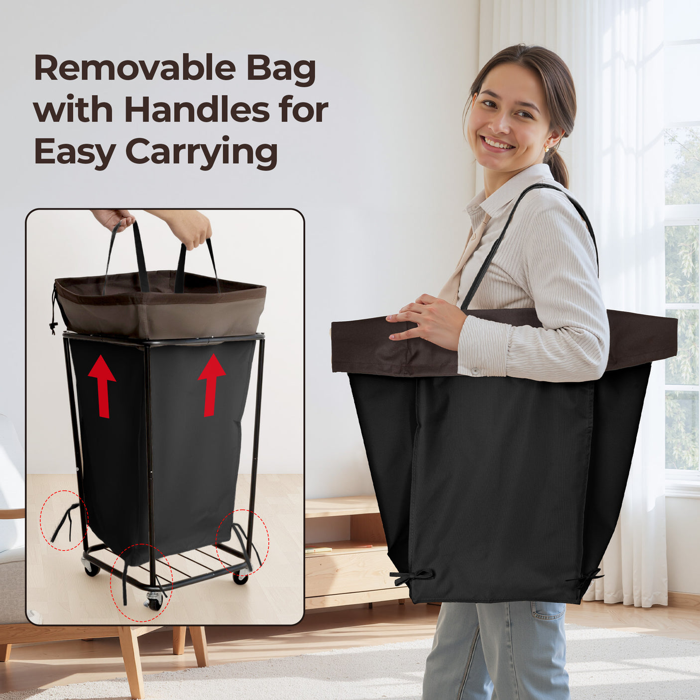 160L Laundry Basket with Wheels