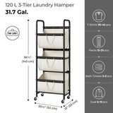 3 Tier Laundry Sorter with Wheels