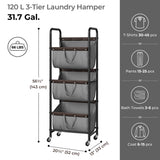 3 Tier Laundry Sorter with Wheels