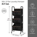 3 Tier Laundry Sorter with Wheels