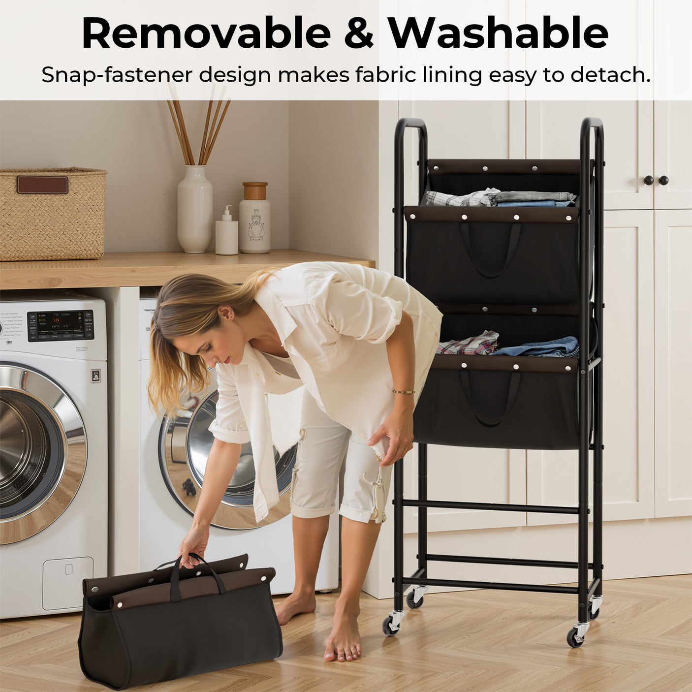 3 Tier Laundry Sorter with Wheels