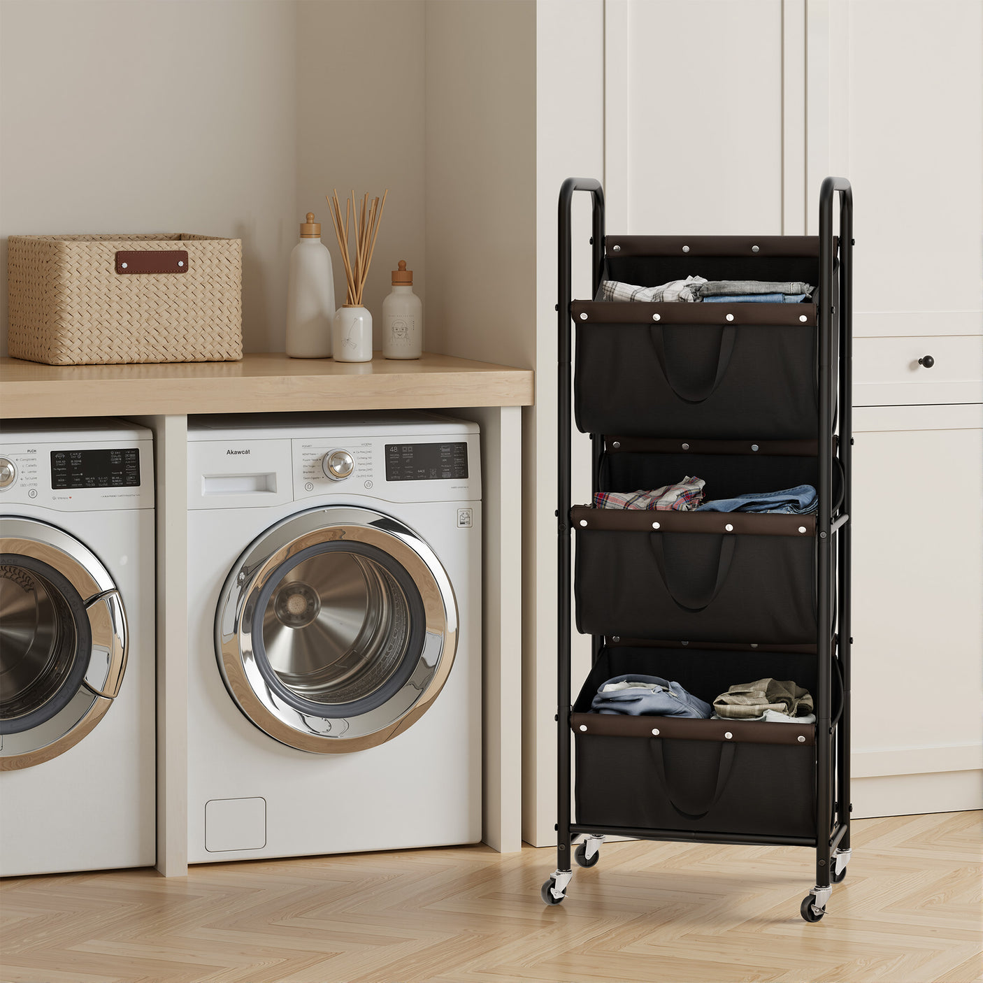 3 Tier Laundry Sorter with Wheels