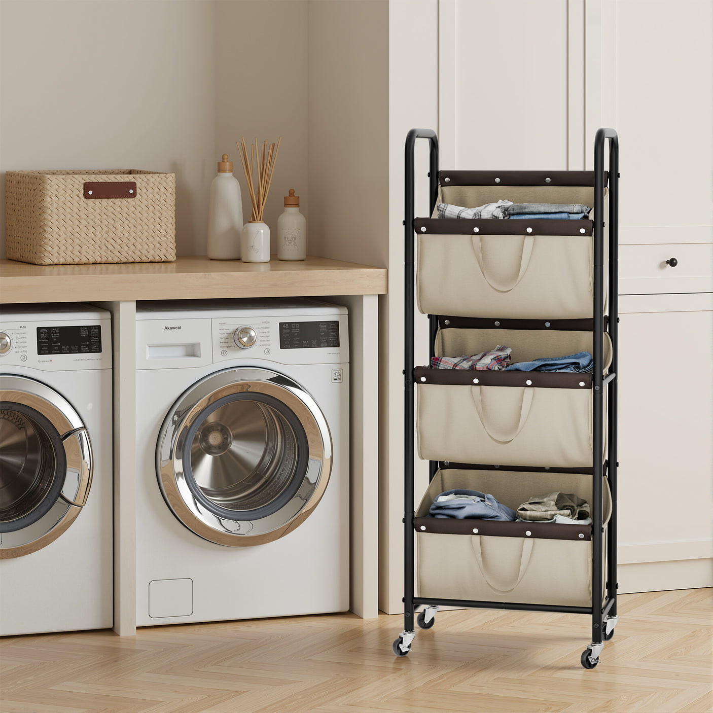 3 Tier Laundry Sorter with Wheels