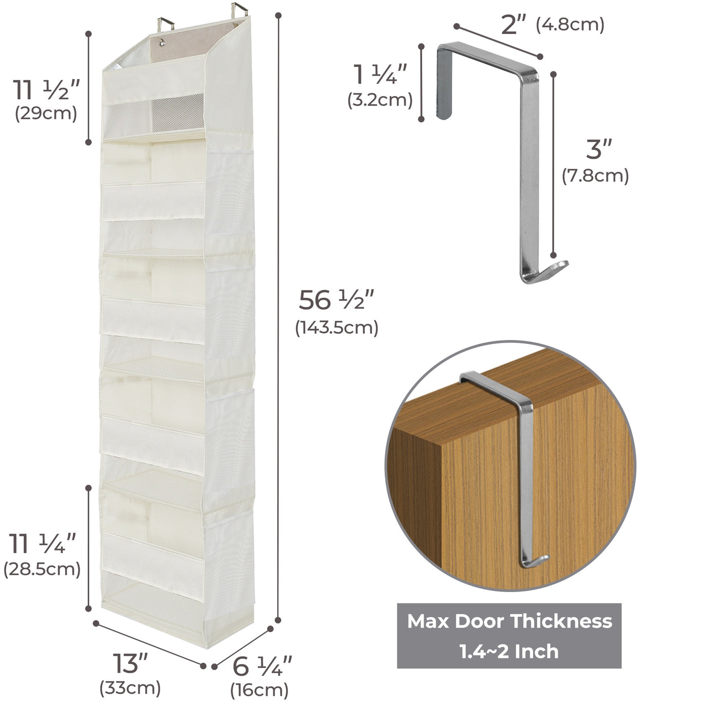 5-Shelf Over-the-door Hanging Organizer, 2 Pack